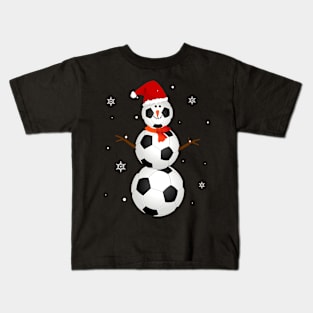 Soccer Santa Hat Snowman Christmas Lights Funny Xmas Squad Kids T-Shirt